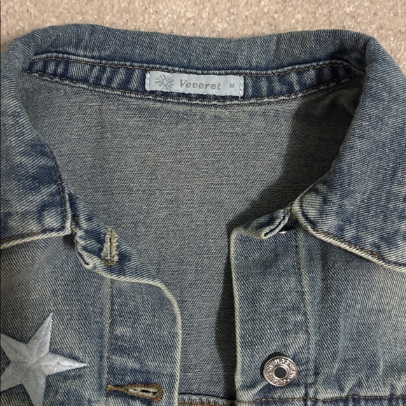 Denim Longline Jacket with Star Accents - Picture 6 of 6